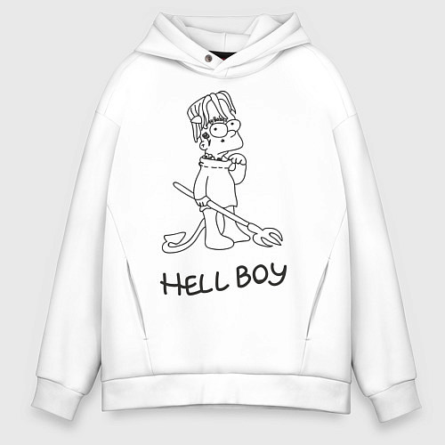 Мужское худи оверсайз Bart: Hell Boy / Белый – фото 1