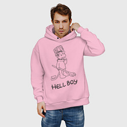 Толстовка оверсайз мужская Bart: Hell Boy, цвет: светло-розовый — фото 2