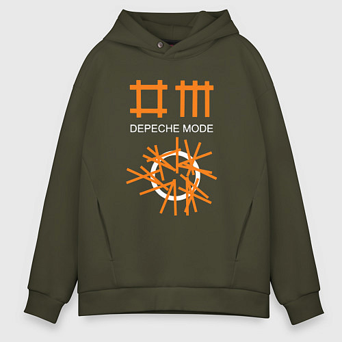 Мужское худи оверсайз Depeche Mode: Orange Lines / Хаки – фото 1