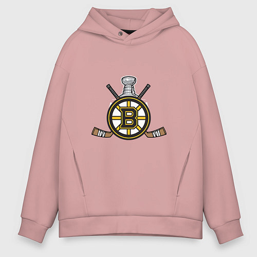 Мужское худи оверсайз Boston Bruins Hockey / Пыльно-розовый – фото 1