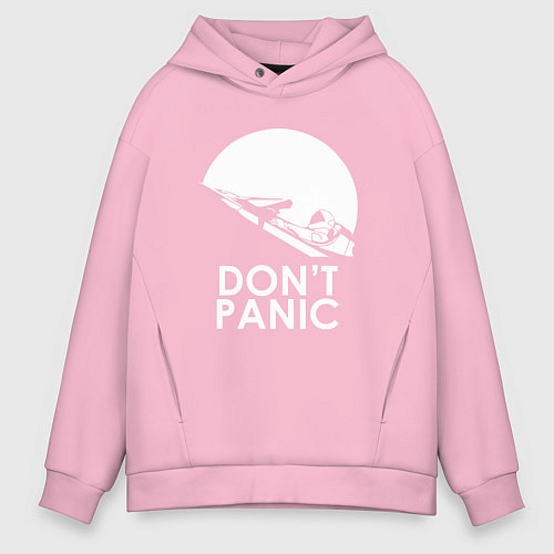Мужское худи оверсайз Elon: Don't Panic / Светло-розовый – фото 1