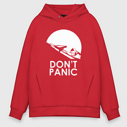 Толстовка оверсайз мужская Elon: Don't Panic, цвет: красный