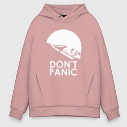 Толстовка оверсайз мужская Elon: Don't Panic, цвет: пыльно-розовый