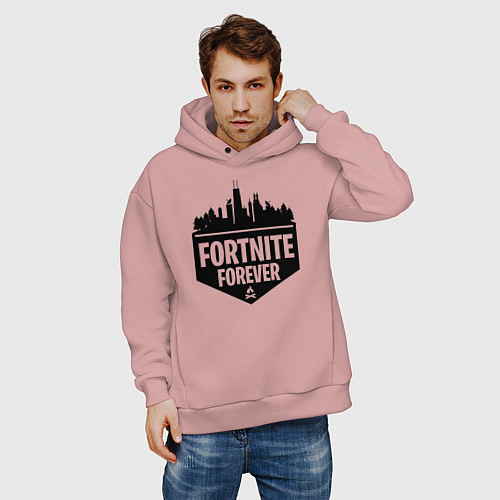 Мужское худи оверсайз Fortnite Forever / Пыльно-розовый – фото 3