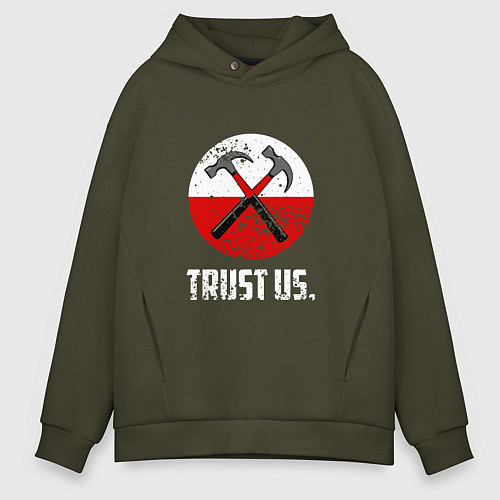 Мужское худи оверсайз Trust us / Хаки – фото 1