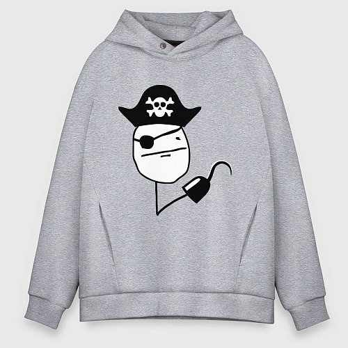 Мужское худи оверсайз Покер фейс пират / Меланж – фото 1