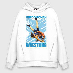 Толстовка оверсайз мужская Greco-roman wrestling, цвет: белый