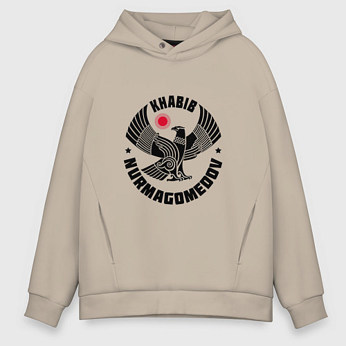 Мужское худи оверсайз Khabib: Dagestan Eagle / Миндальный – фото 1