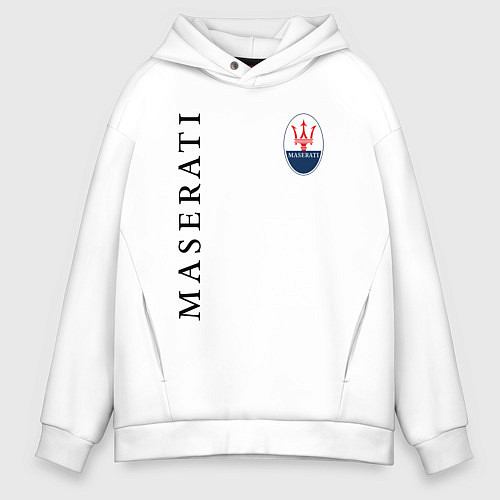 Мужское худи оверсайз Maserati с лого / Белый – фото 1