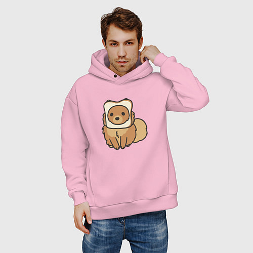 Мужское худи оверсайз Шпиц нахлебник / Светло-розовый – фото 3