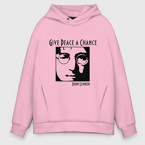 Мужское худи оверсайз Give Peace a Chance / Светло-розовый – фото 1