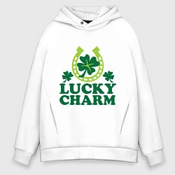 Толстовка оверсайз мужская Lucky charm - подкова, цвет: белый