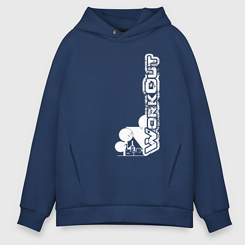 Мужское худи оверсайз WorkOut W3 / Тёмно-синий – фото 1