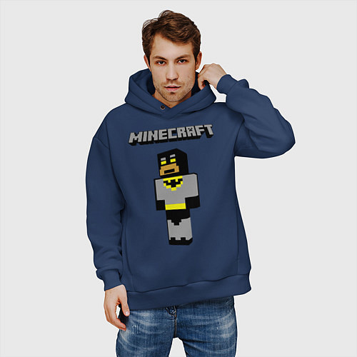 Мужское худи оверсайз Minecraft Batman / Тёмно-синий – фото 3