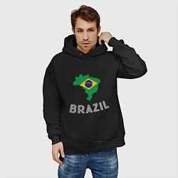 Толстовка оверсайз мужская Brazil Country, цвет: черный — фото 2