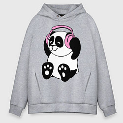 Толстовка оверсайз мужская Panda in headphones панда в наушниках, цвет: меланж