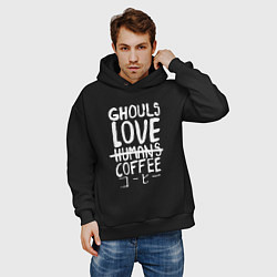 Толстовка оверсайз мужская Ghouls Love Coffee, цвет: черный — фото 2