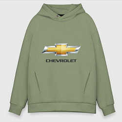 Толстовка оверсайз мужская Chevrolet логотип, цвет: авокадо