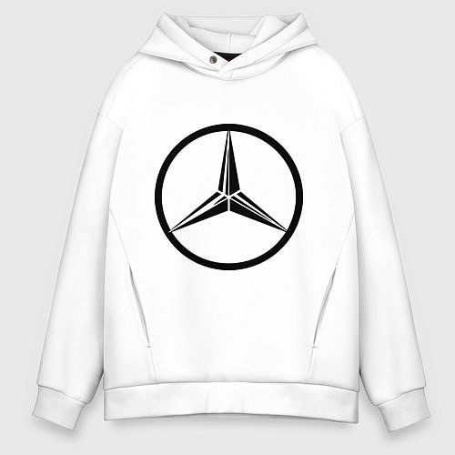 Мужское худи оверсайз Mercedes-Benz logo / Белый – фото 1