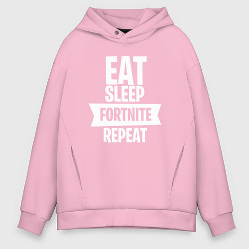 Мужское худи оверсайз Eat Sleep Fortnite Repeat / Светло-розовый – фото 1