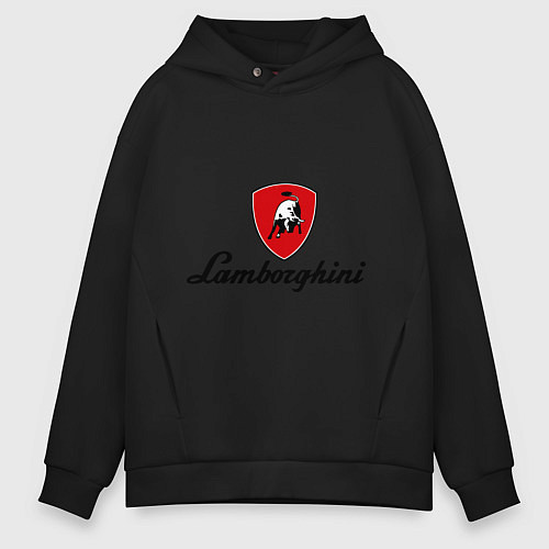 Мужское худи оверсайз Logo lamborghini / Черный – фото 1