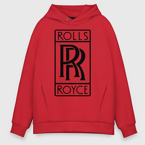 Мужское худи оверсайз Rolls-Royce logo / Красный – фото 1