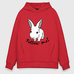 Толстовка оверсайз мужская Rabbit: follow me, цвет: красный