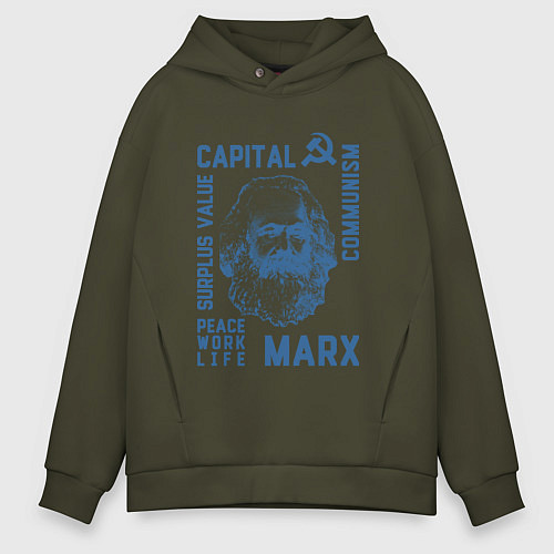 Мужское худи оверсайз Marx: Capital / Хаки – фото 1