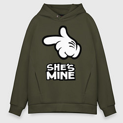 Толстовка оверсайз мужская She's mine hand, цвет: хаки