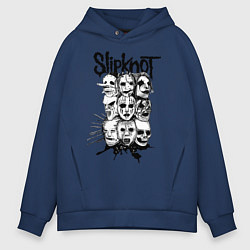 Толстовка оверсайз мужская Slipknot Faces, цвет: тёмно-синий