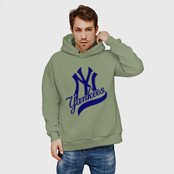 Толстовка оверсайз мужская NY - Yankees, цвет: авокадо — фото 2