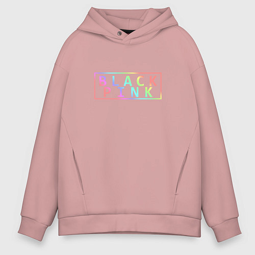 Мужское худи оверсайз Black Pink Rainbow / Пыльно-розовый – фото 1