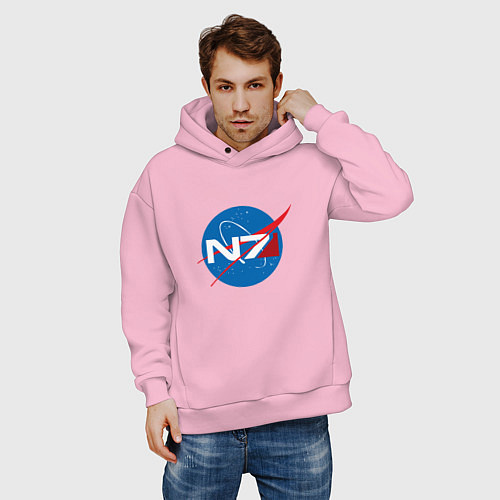 Мужское худи оверсайз NASA N7 / Светло-розовый – фото 3