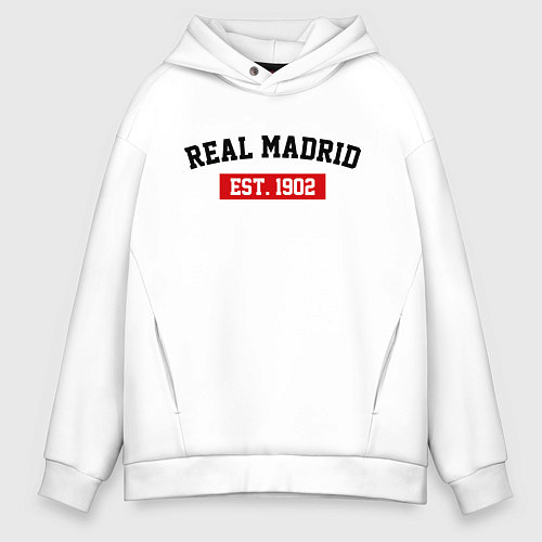 Мужское худи оверсайз FC Real Madrid Est. 1902 / Белый – фото 1