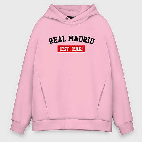 Мужское худи оверсайз FC Real Madrid Est. 1902 / Светло-розовый – фото 1