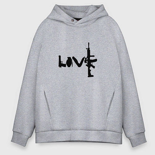 Мужское худи оверсайз LOVE WEAPON / Меланж – фото 1