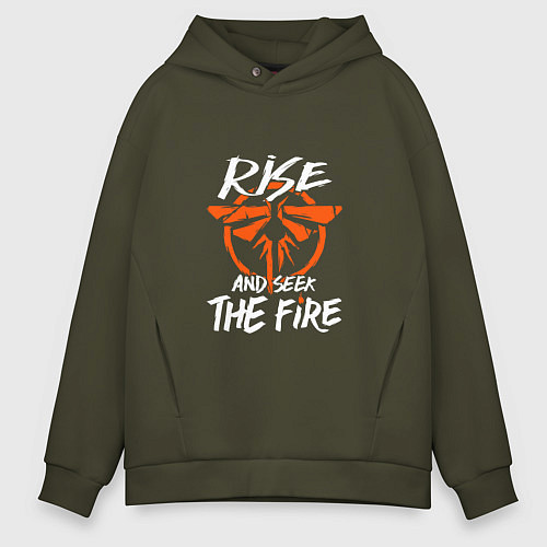 Мужское худи оверсайз Rise & Seek the Fire / Хаки – фото 1