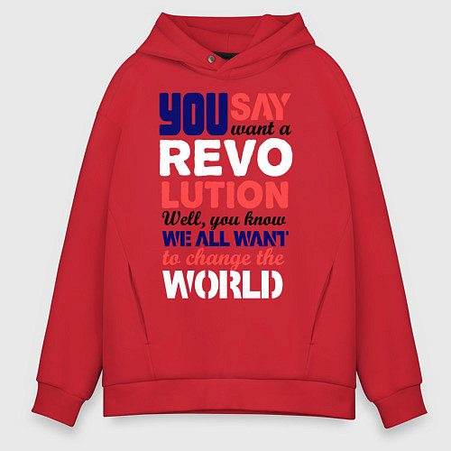 Мужское худи оверсайз The Beatles Revolution / Красный – фото 1