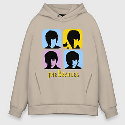 Толстовка оверсайз мужская The Beatles: pop-art, цвет: миндальный