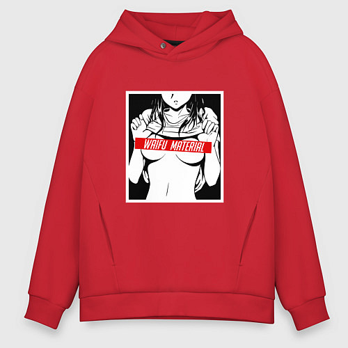 Мужское худи оверсайз Waifu Material / Красный – фото 1