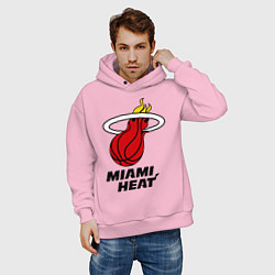 Толстовка оверсайз мужская Miami Heat-logo, цвет: светло-розовый — фото 2