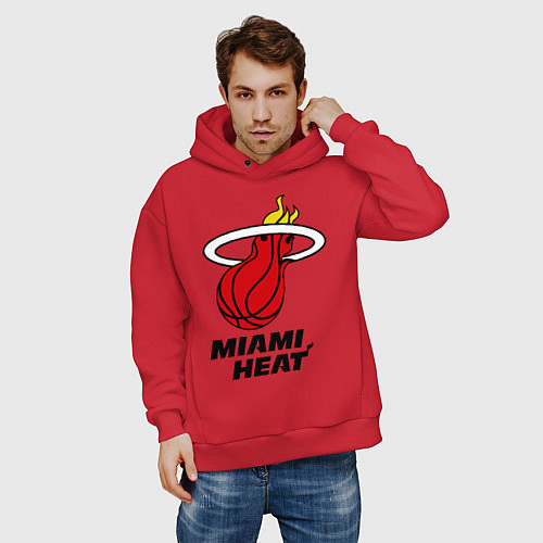 Мужское худи оверсайз Miami Heat-logo / Красный – фото 3