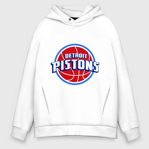 Мужское худи оверсайз Detroit Pistons - logo / Белый – фото 1