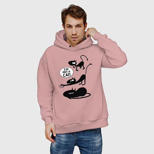 Мужское худи оверсайз I'm not a CAT! / Пыльно-розовый – фото 3