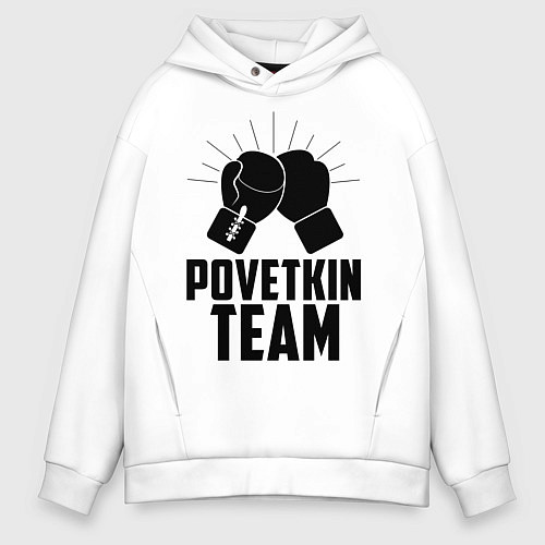 Мужское худи оверсайз Povetkin Team / Белый – фото 1