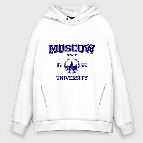 Мужское худи оверсайз MGU Moscow University / Белый – фото 1