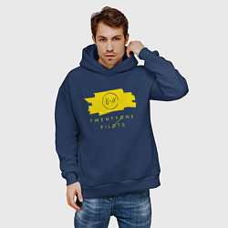 Толстовка оверсайз мужская 21 Top: Yellow Trench, цвет: тёмно-синий — фото 2