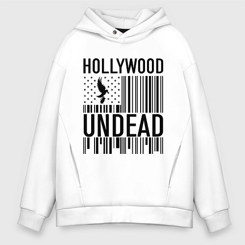 Мужское худи оверсайз Hollywood Undead: flag / Белый – фото 1
