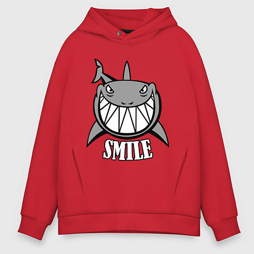 Мужское худи оверсайз Shark Smile / Красный – фото 1