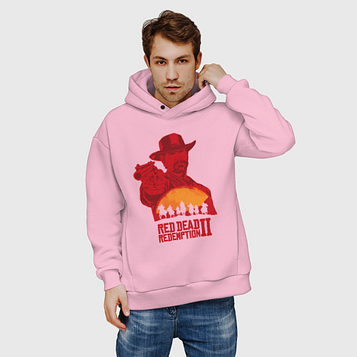 Мужское худи оверсайз Red Dead Redemption 2 / Светло-розовый – фото 3